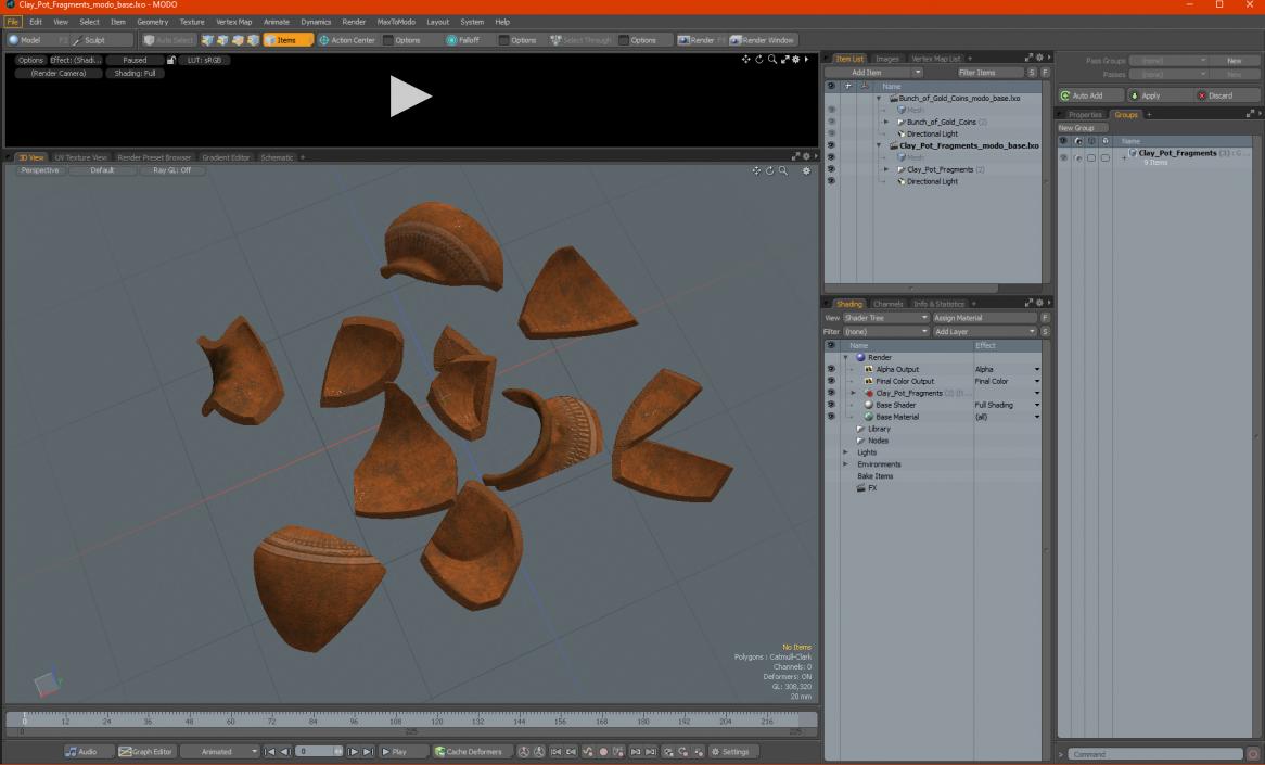 3D Clay Pot Fragments model