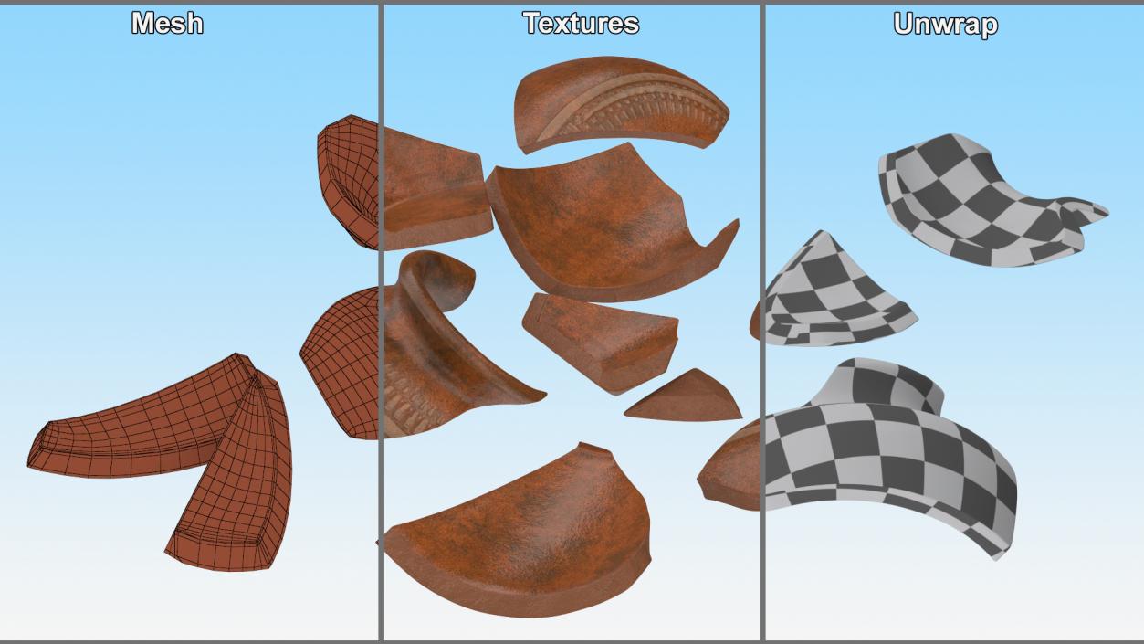 3D Clay Pot Fragments model