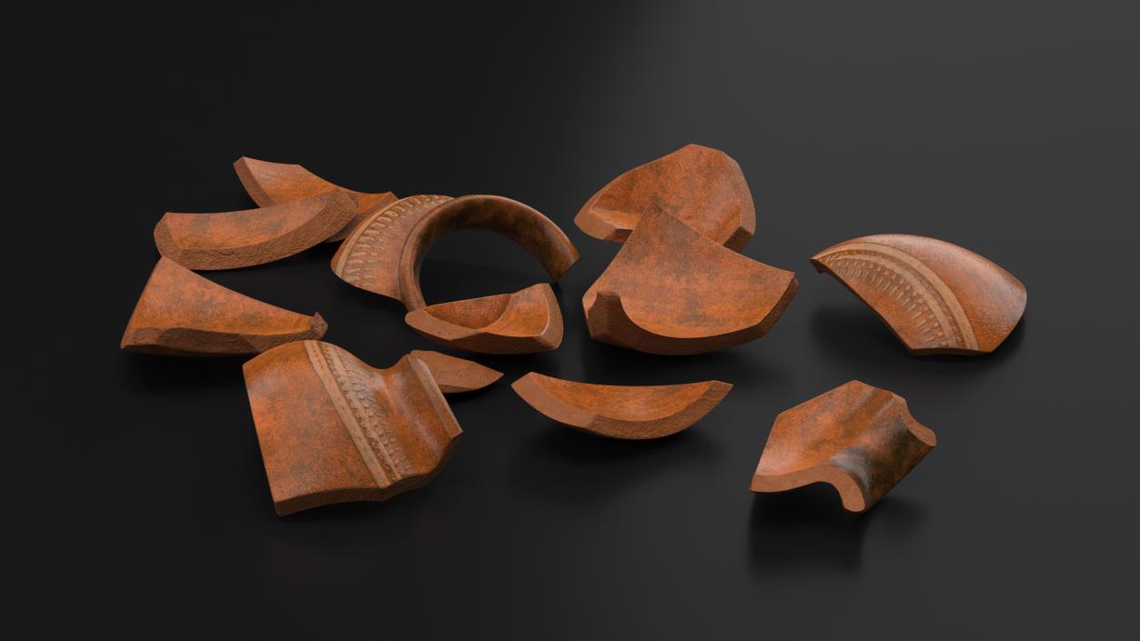 3D Clay Pot Fragments model