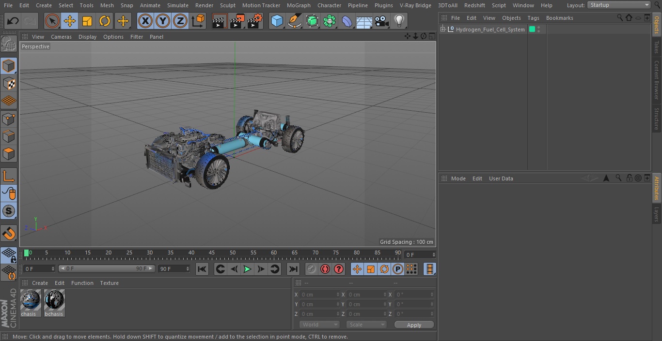 3D model Hydrogen Fuel Cell System