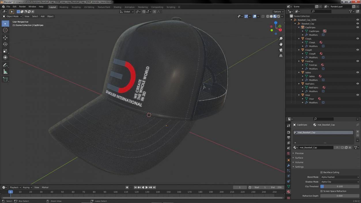 Baseball Cap 3DMI 3D