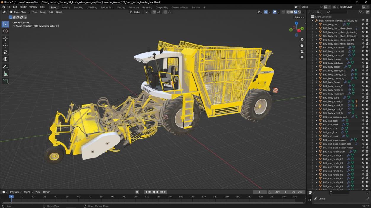 Beet Harvester Vervaet 17T Dusty Yellow 3D model