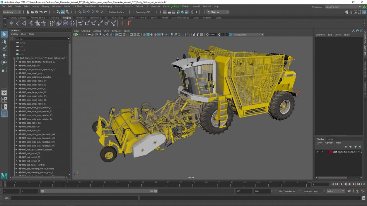 Beet Harvester Vervaet 17T Dusty Yellow 3D model