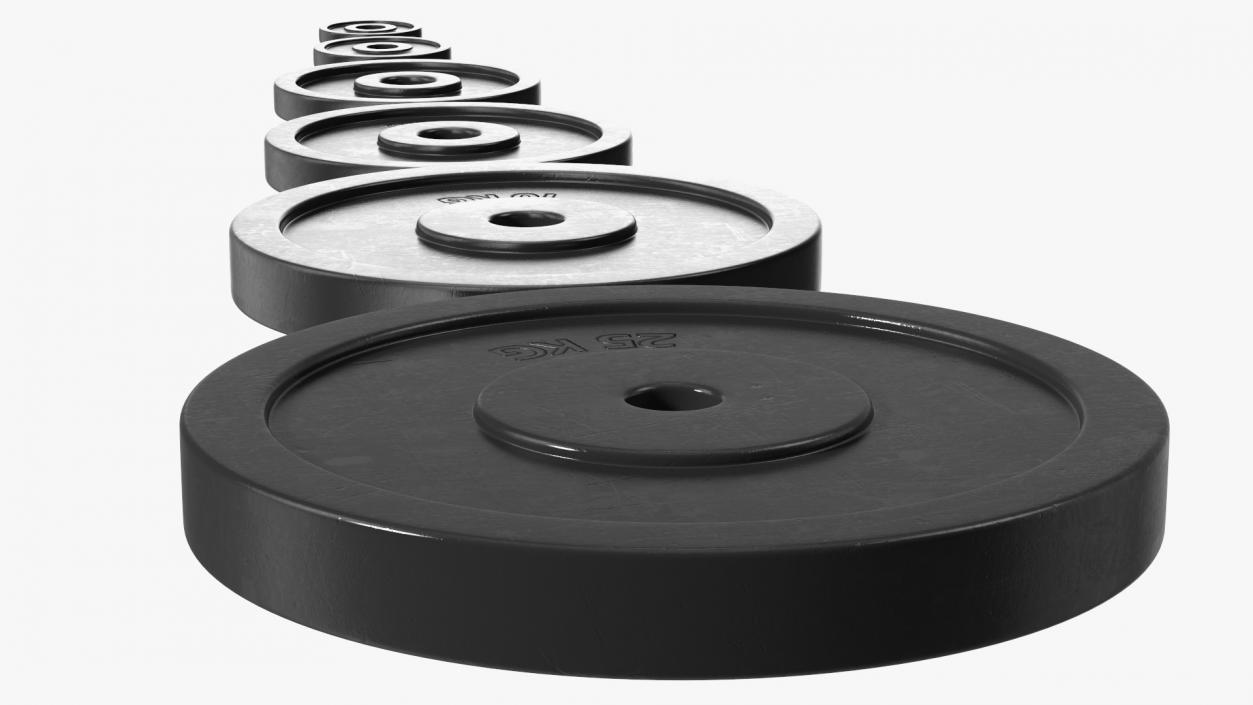 Rubber Coated Olympic Weight Plates Set 3D model