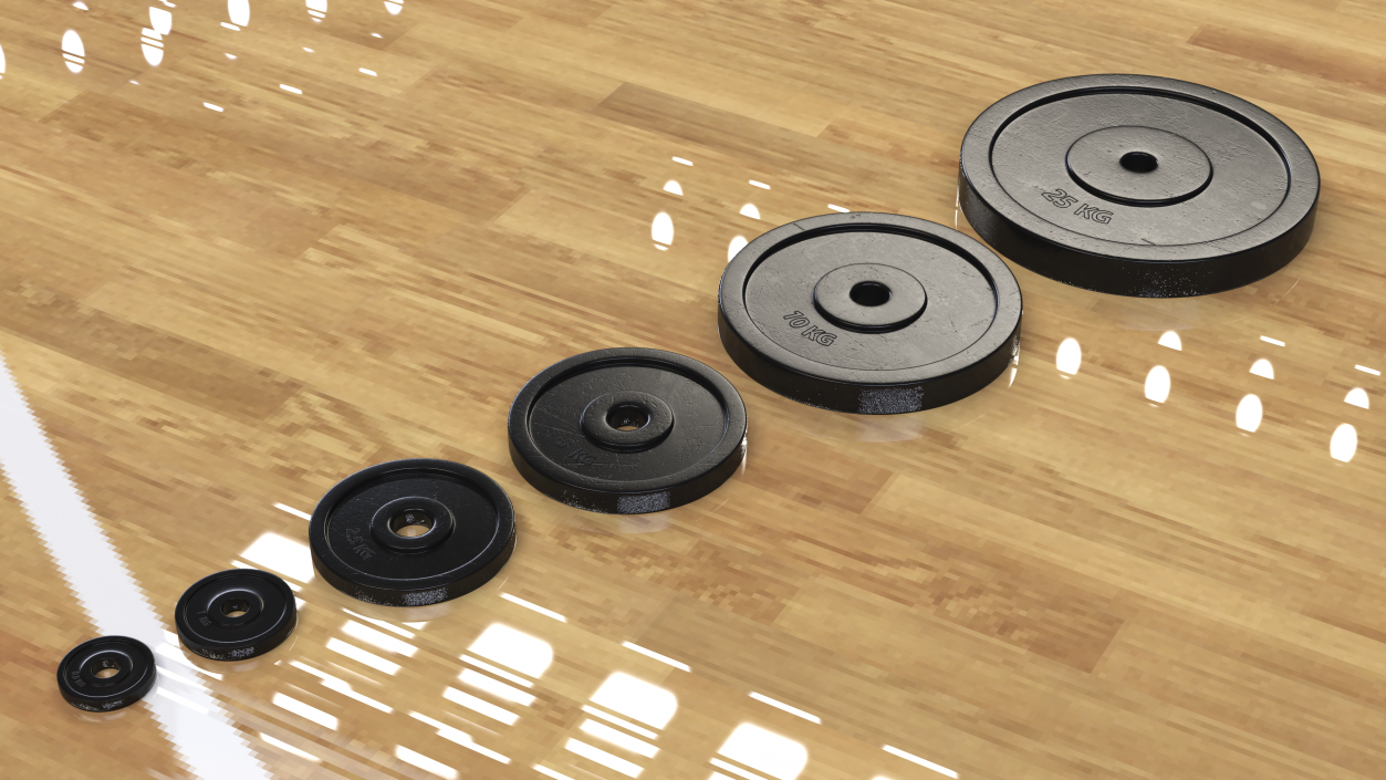 Rubber Coated Olympic Weight Plates Set 3D model