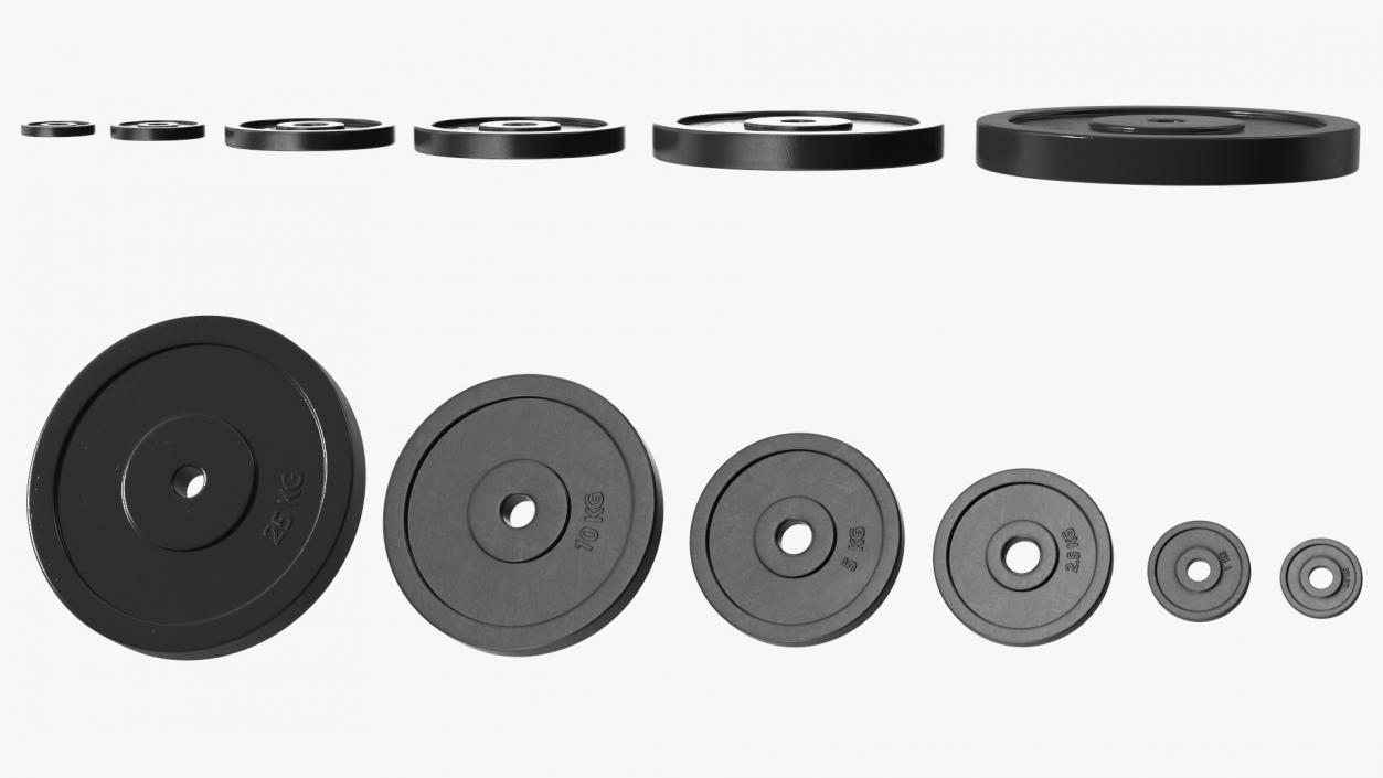 Rubber Coated Olympic Weight Plates Set 3D model