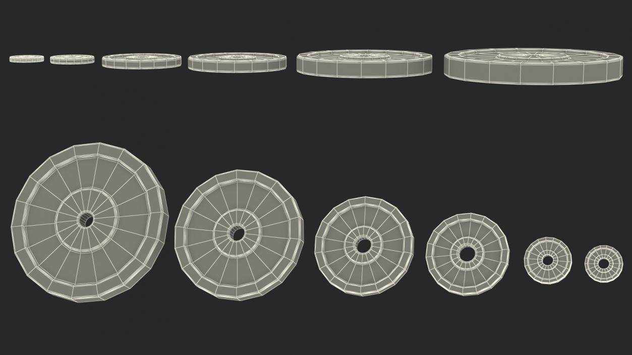 Rubber Coated Olympic Weight Plates Set 3D model