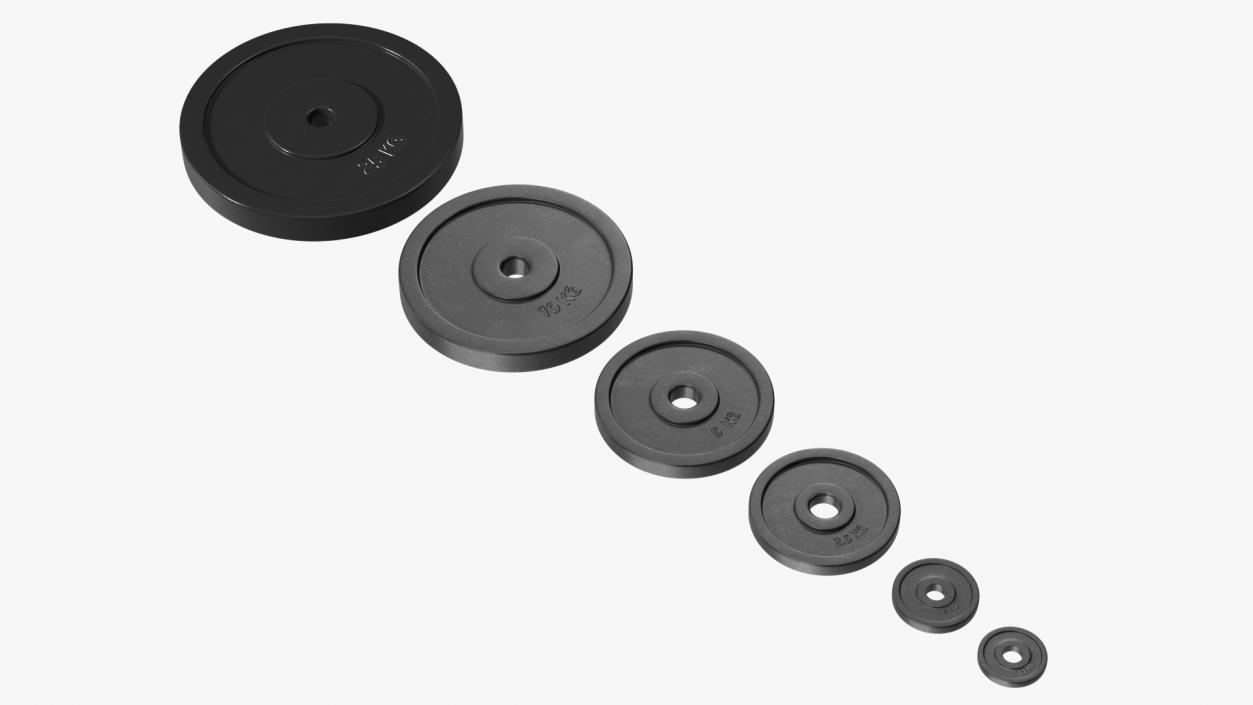 Rubber Coated Olympic Weight Plates Set 3D model