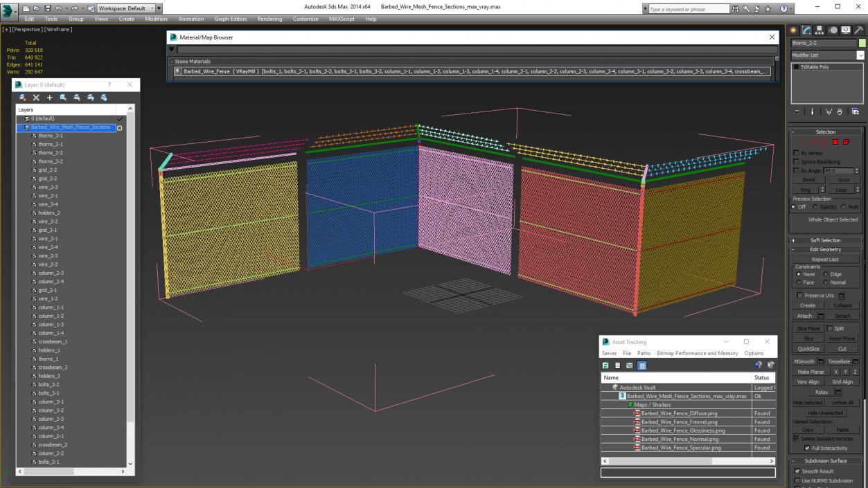 3D Barbed Wire Mesh Fence Sections