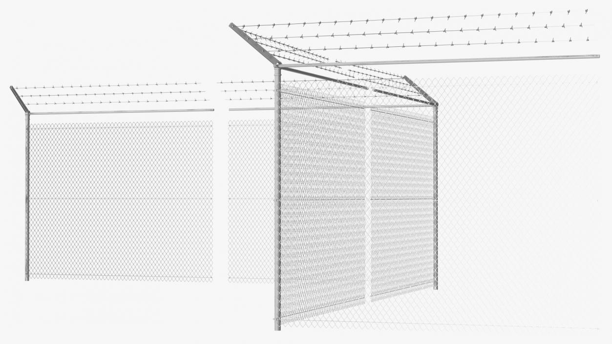 3D Barbed Wire Mesh Fence Sections