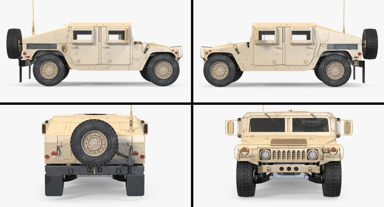 3D model Humvee M1151 Simple Interior Desert