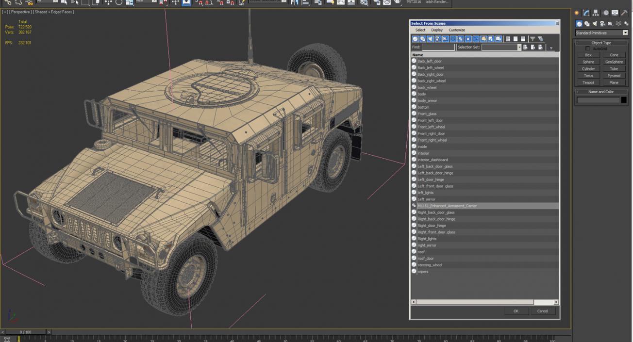 3D model Humvee M1151 Simple Interior Desert