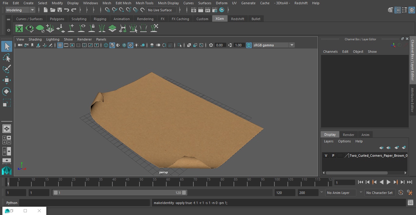 3D model Two Curled Corners Paper Brown