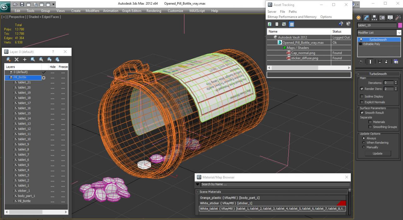 3D Opened Pill Bottle model