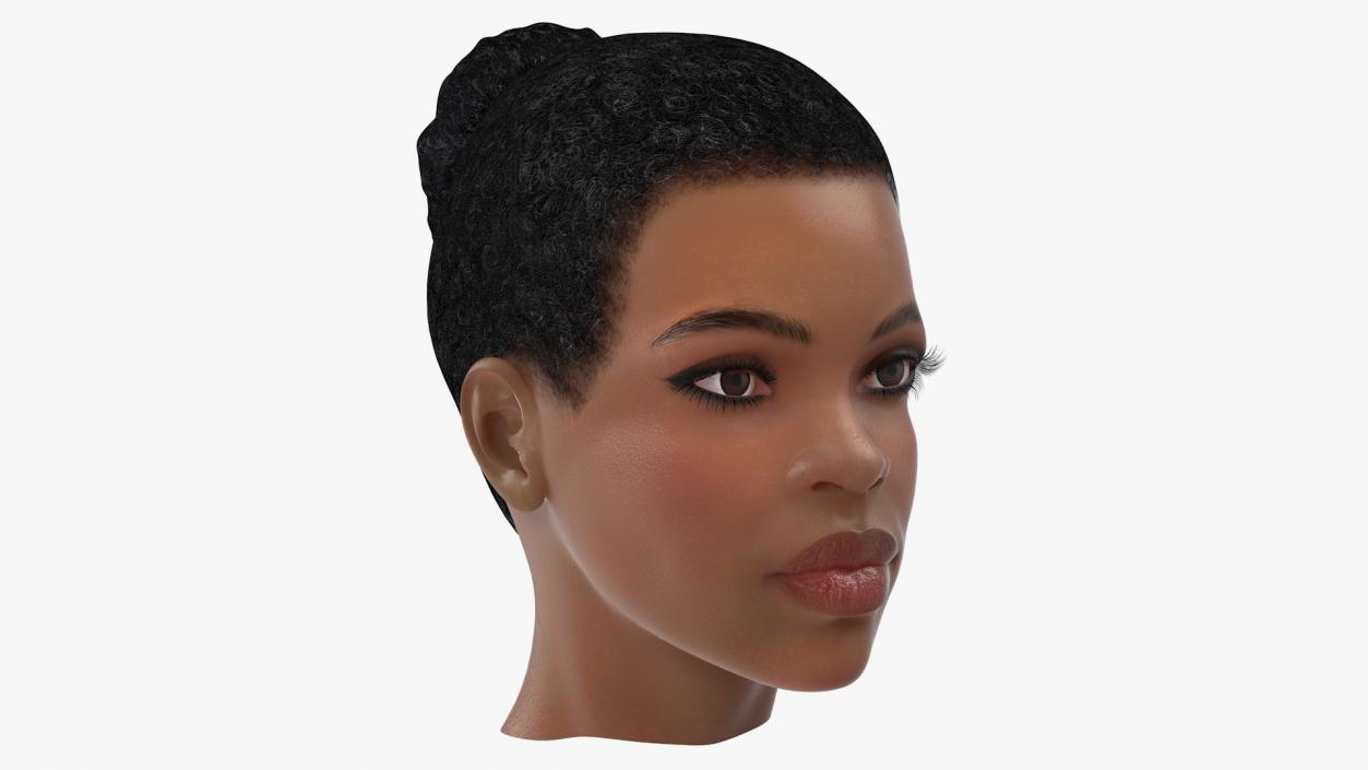 3D model Afro American Woman Head Light Skin