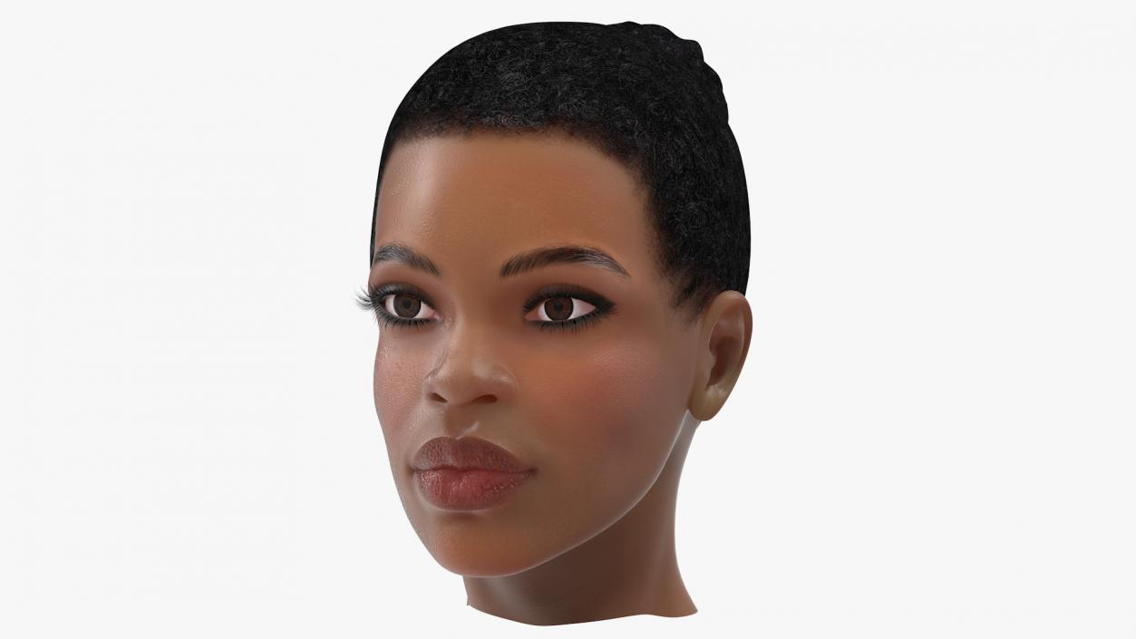 3D model Afro American Woman Head Light Skin