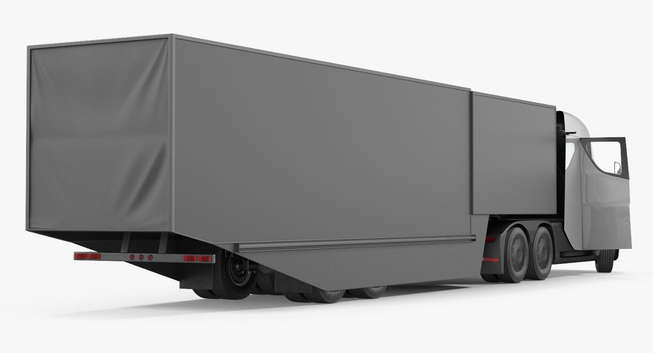 3D Electric Semi Truck Tesla with Trailer model