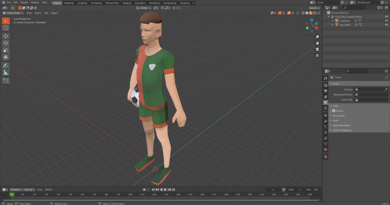 Low Poly Football Player 3D model