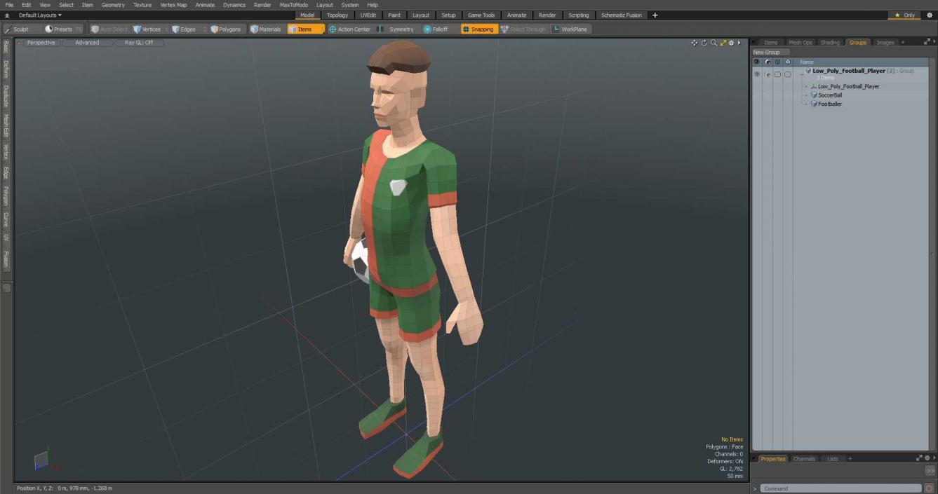 Low Poly Football Player 3D model