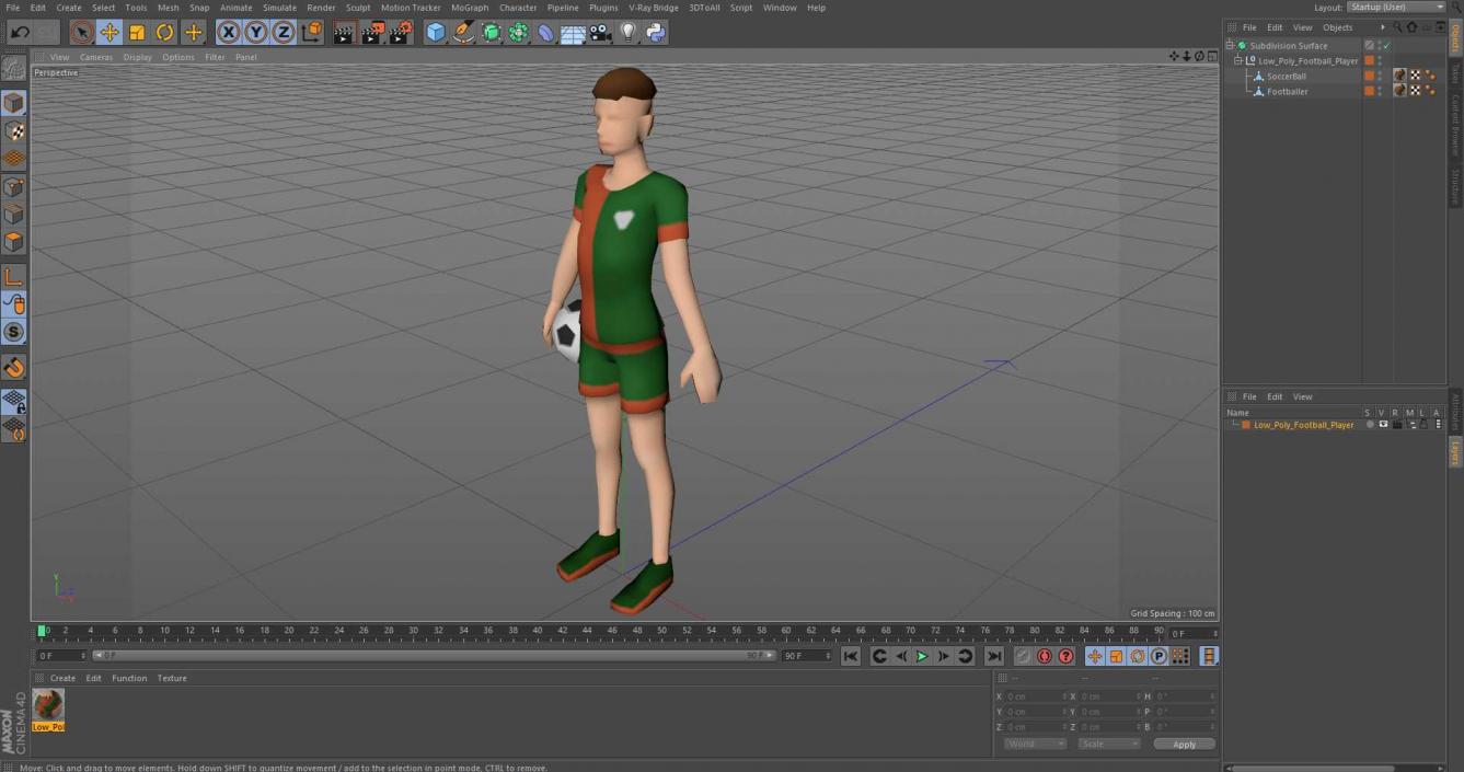 Low Poly Football Player 3D model