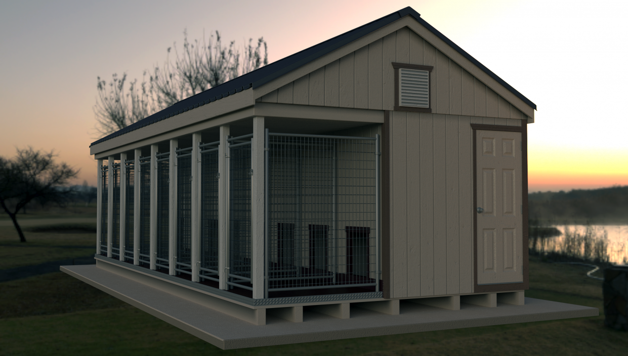 Outdoor Dog Kennels For 8-Box 3D model