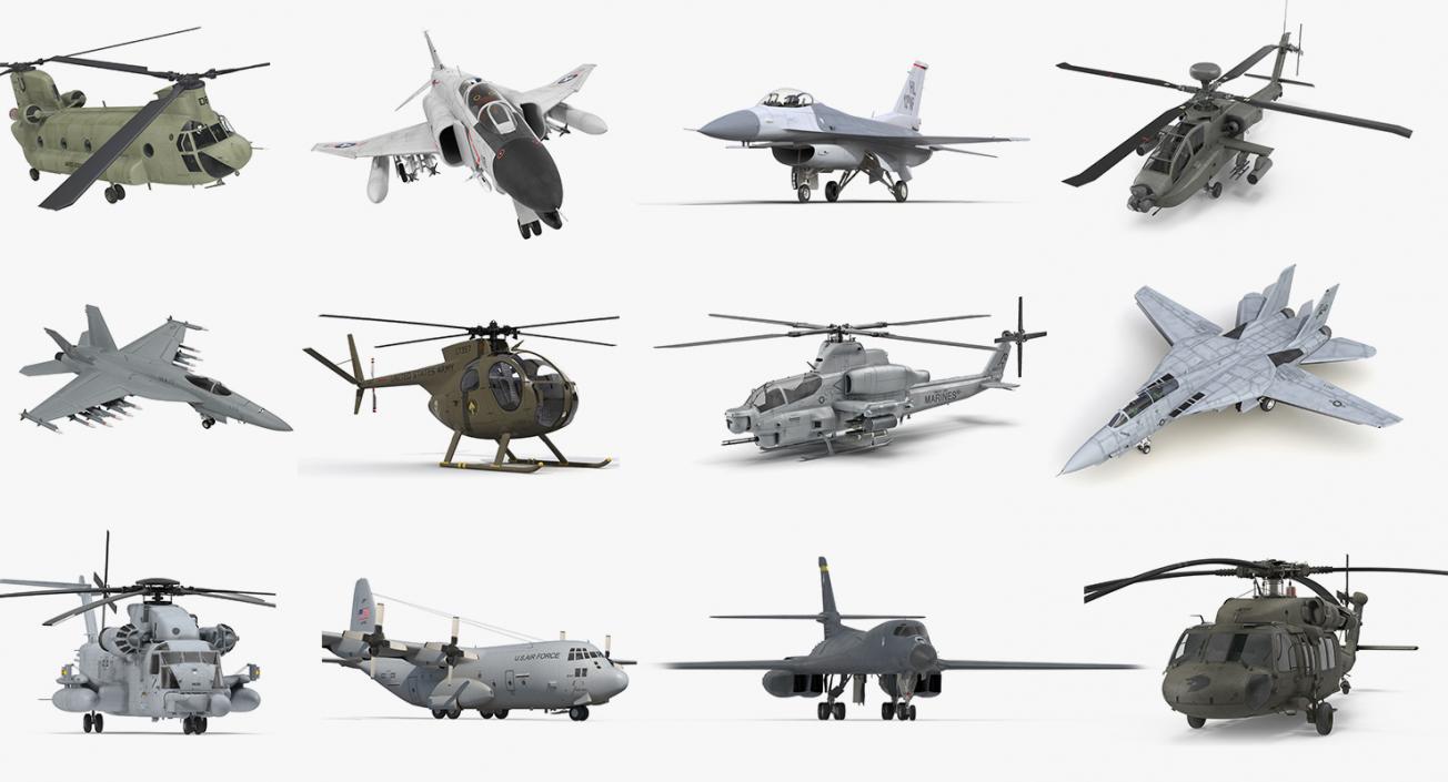 US Military Aircrafts 3D Models Collection 3D