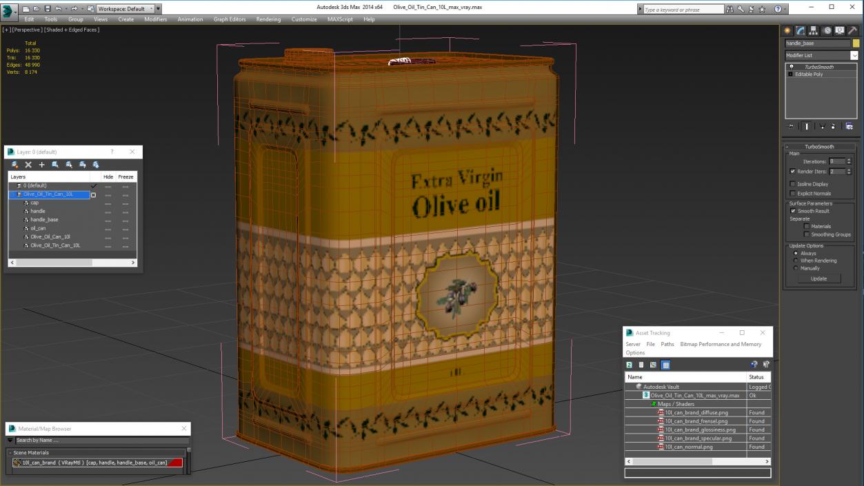 3D Olive Oil Tin Can 10L