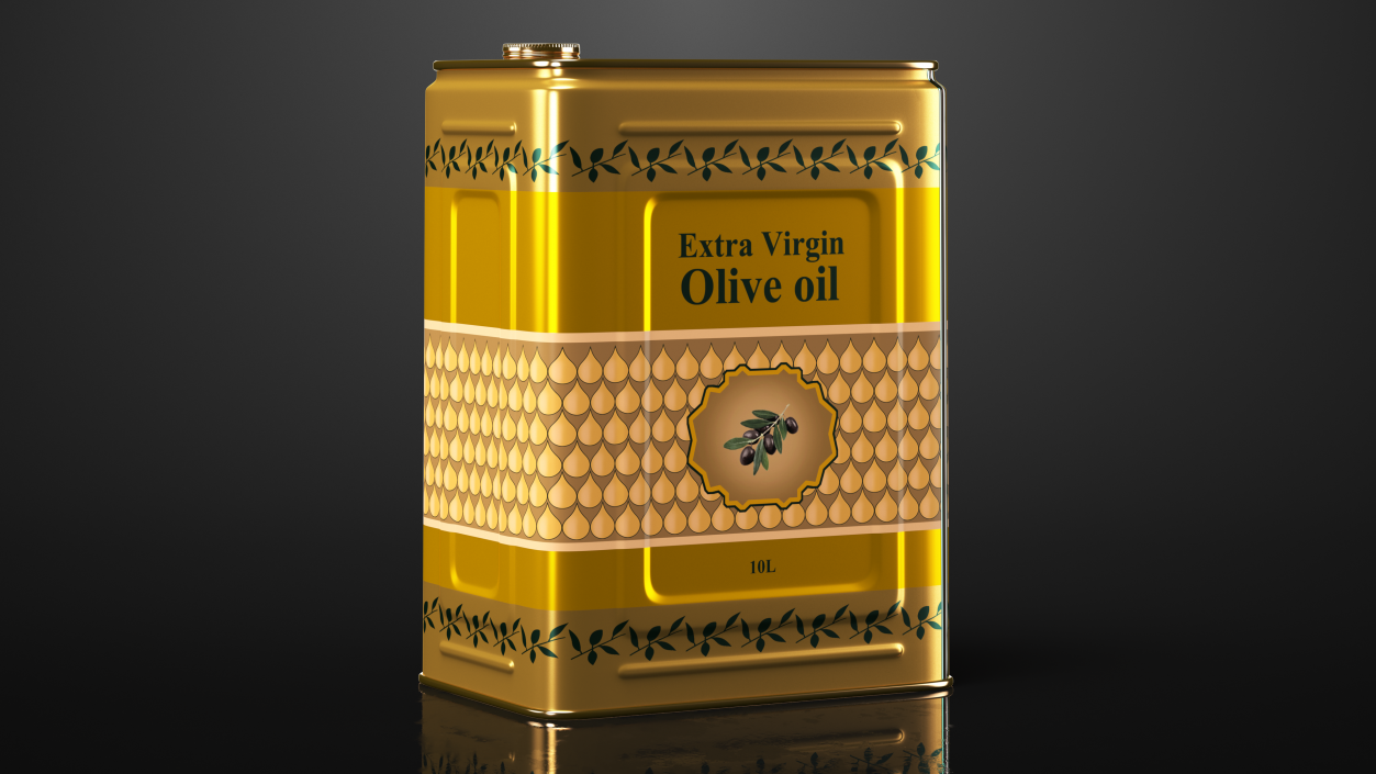 3D Olive Oil Tin Can 10L