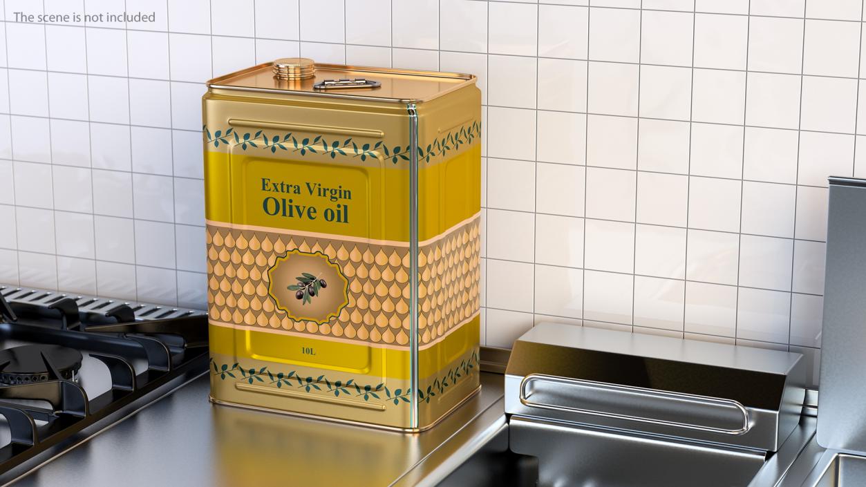 3D Olive Oil Tin Can 10L