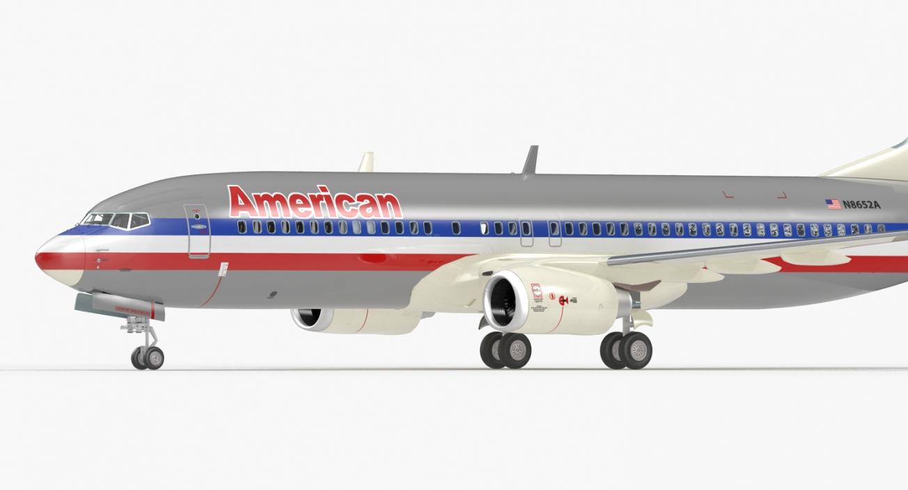 3D Boeing 737-800 with Interior American Airlines Rigged model