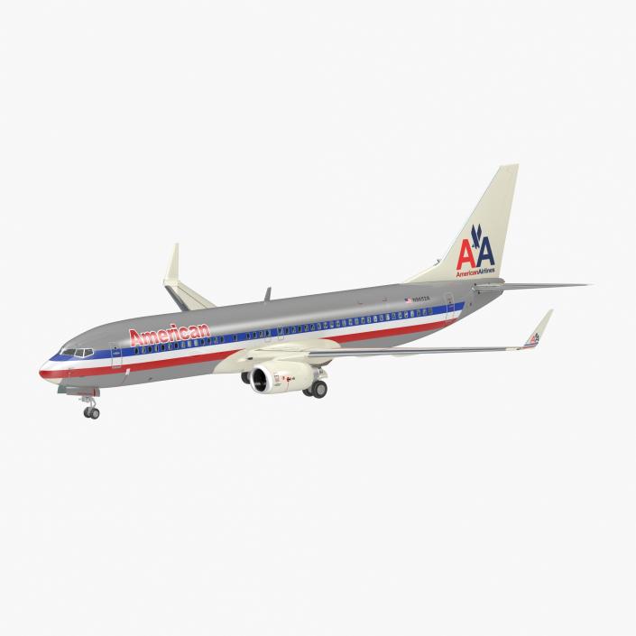 3D Boeing 737-800 with Interior American Airlines Rigged model