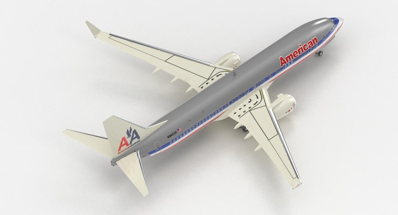 3D Boeing 737-800 with Interior American Airlines Rigged model