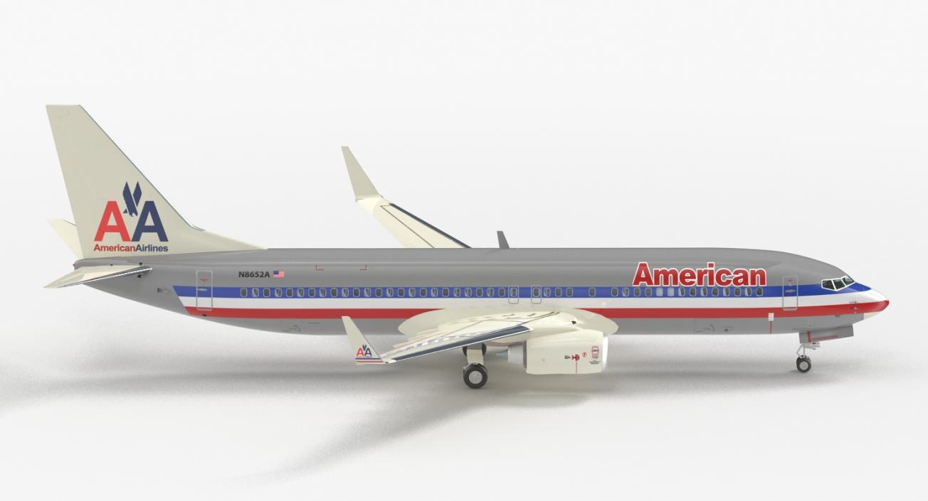 3D Boeing 737-800 with Interior American Airlines Rigged model