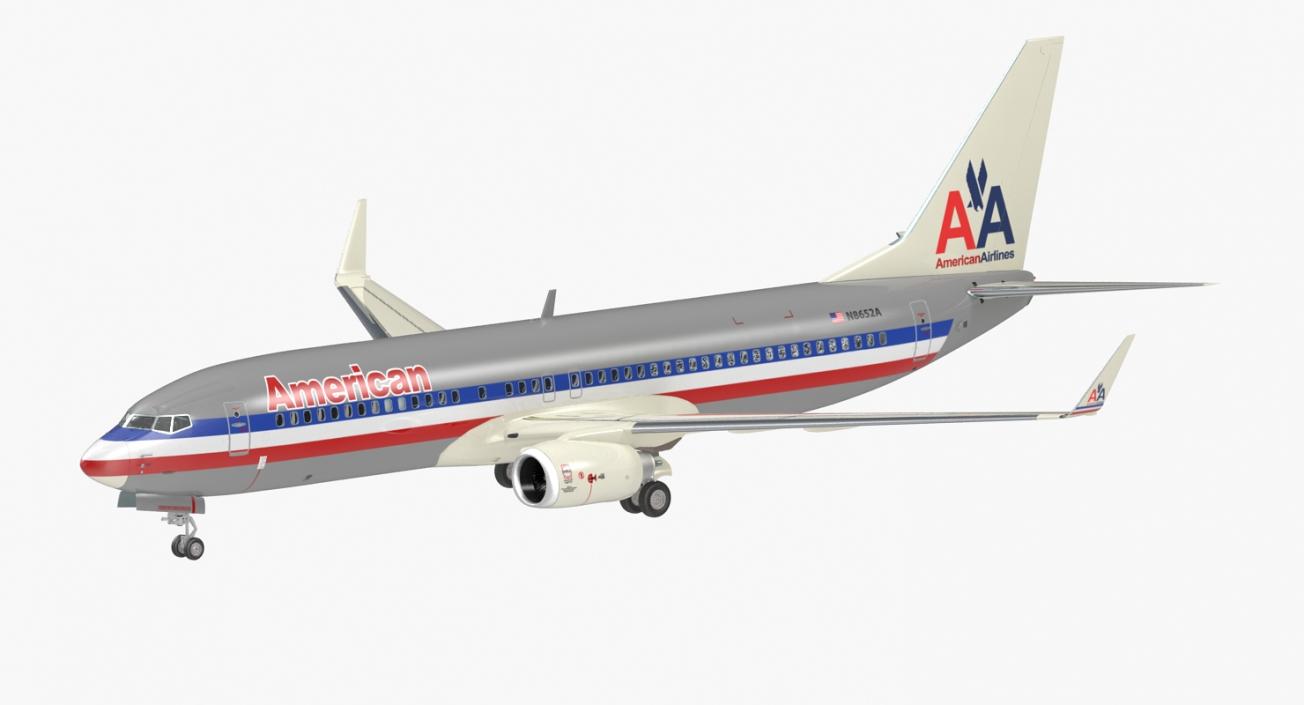 3D Boeing 737-800 with Interior American Airlines Rigged model