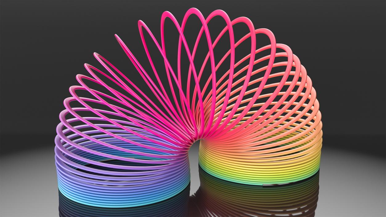 Rainbow Slinky Toy Spring Curved 3D