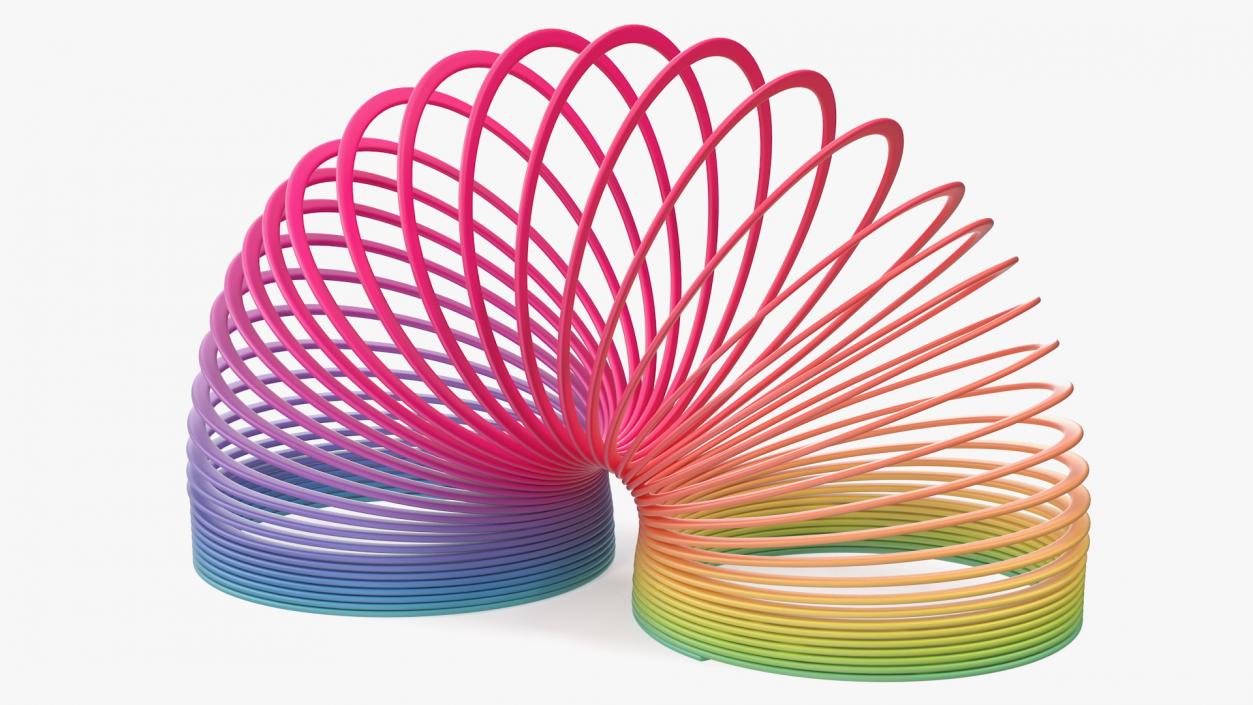 Rainbow Slinky Toy Spring Curved 3D