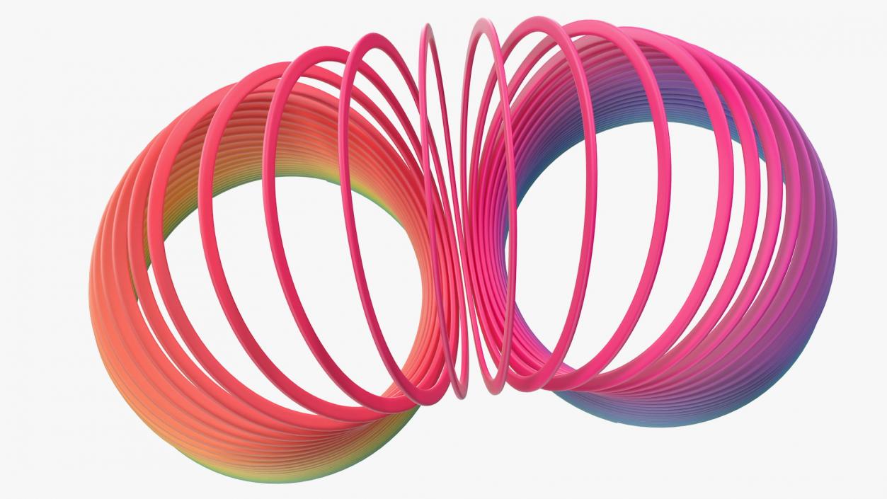 Rainbow Slinky Toy Spring Curved 3D