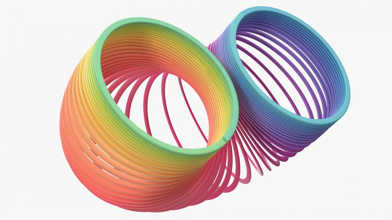 Rainbow Slinky Toy Spring Curved 3D