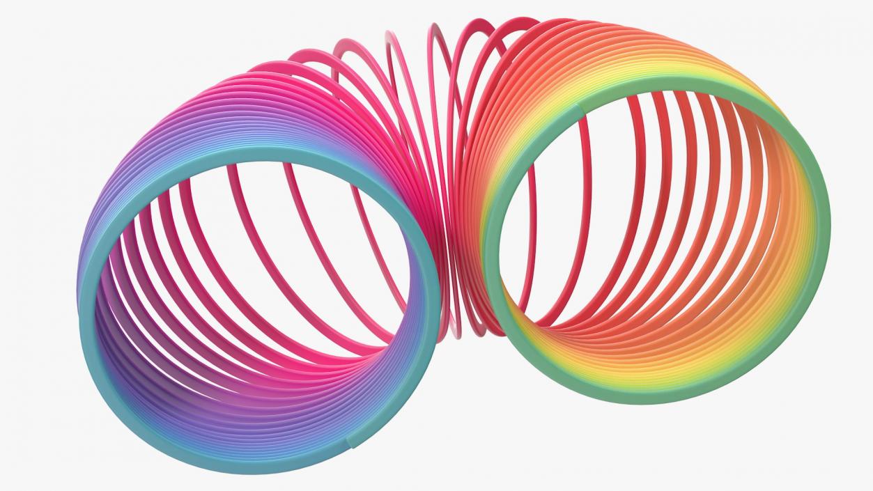 Rainbow Slinky Toy Spring Curved 3D