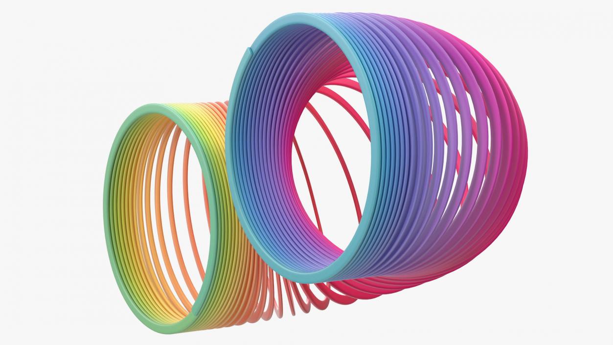 Rainbow Slinky Toy Spring Curved 3D