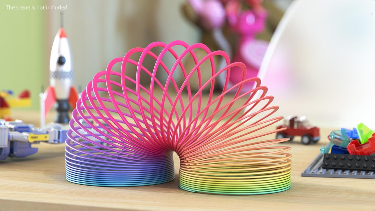 Rainbow Slinky Toy Spring Curved 3D