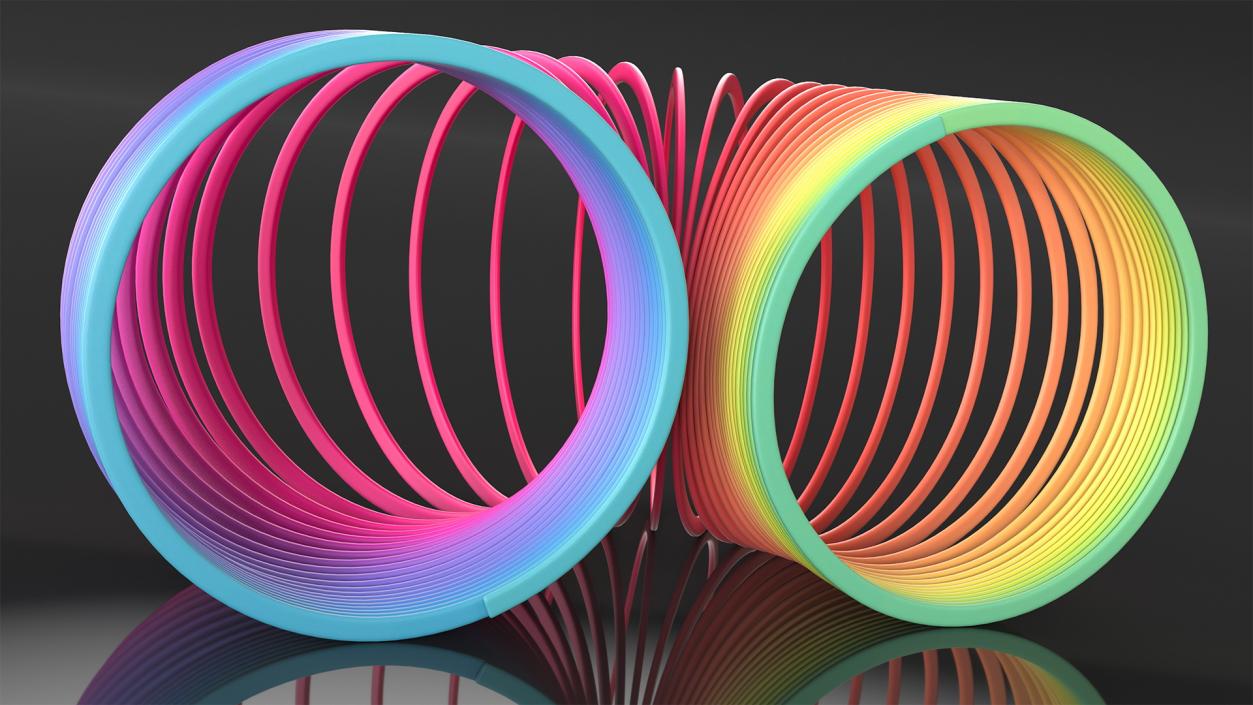 Rainbow Slinky Toy Spring Curved 3D