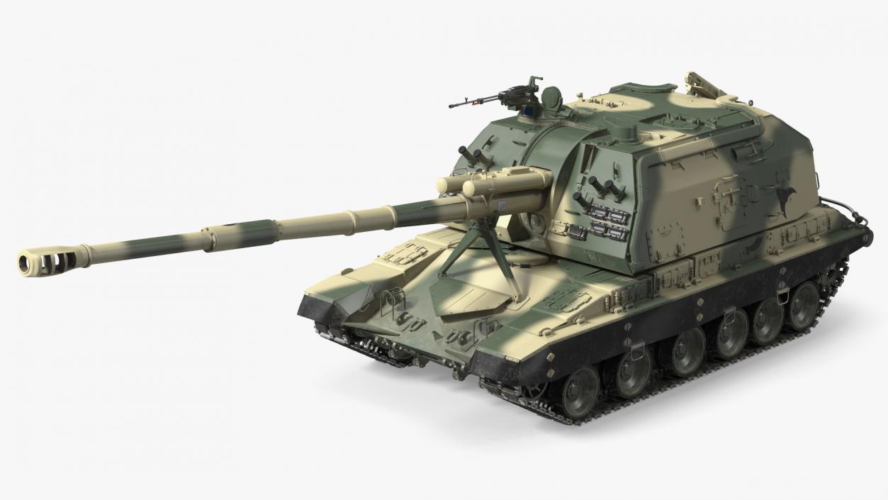 3D 2S19 Msta Green Camouflage Dirt Rigged model