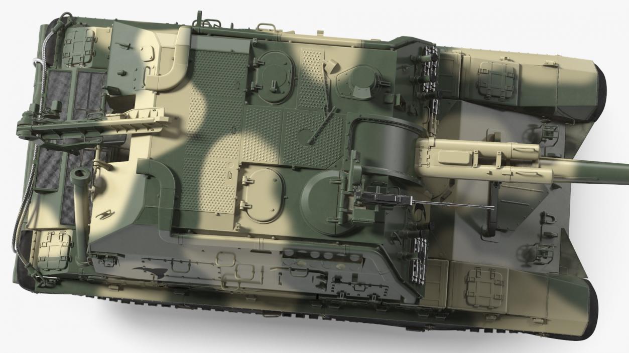 3D 2S19 Msta Green Camouflage Dirt Rigged model