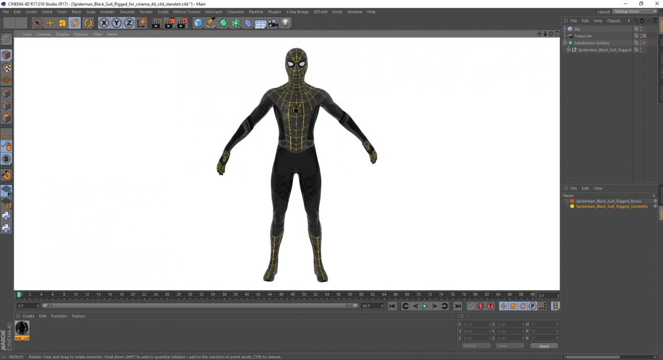 3D Spiderman Black Suit Rigged for Cinema 4D