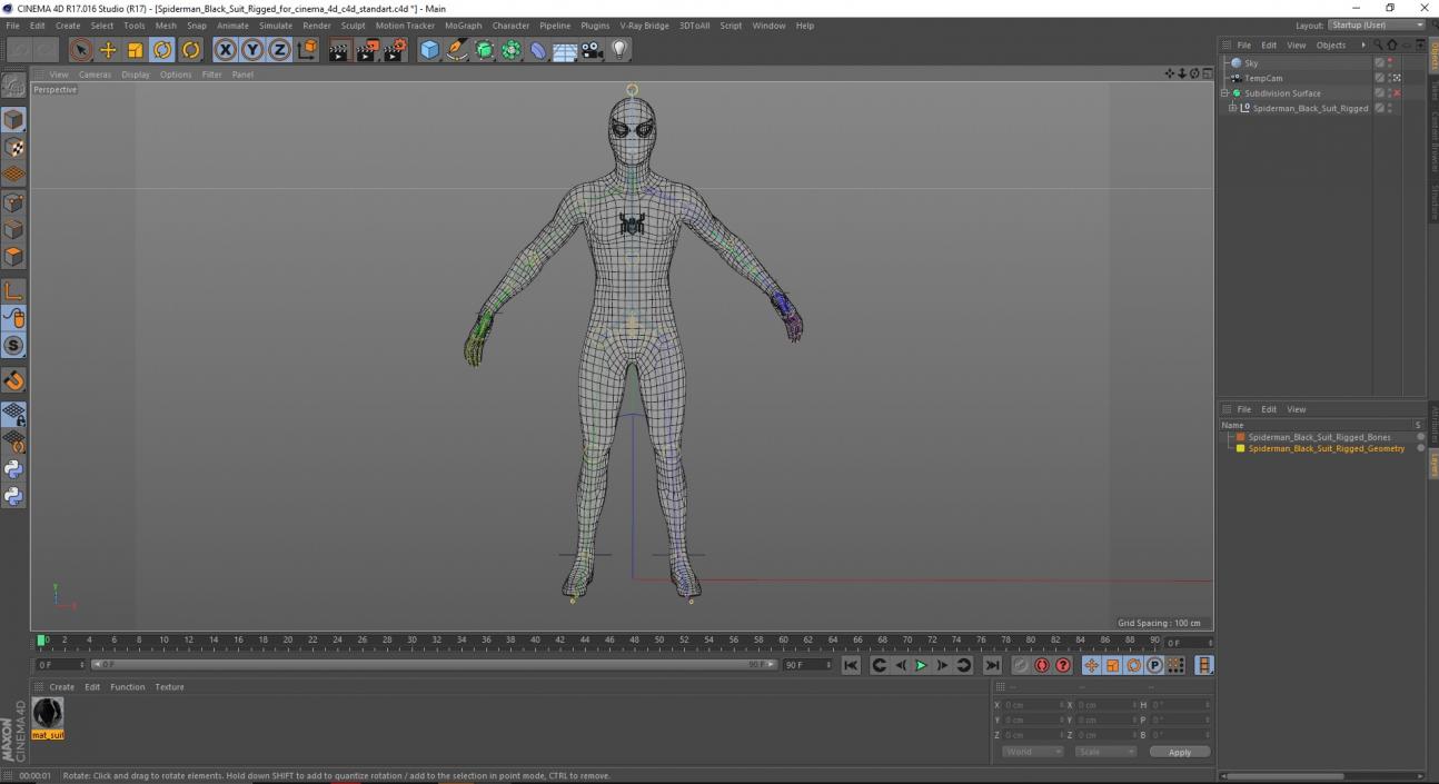 3D Spiderman Black Suit Rigged for Cinema 4D