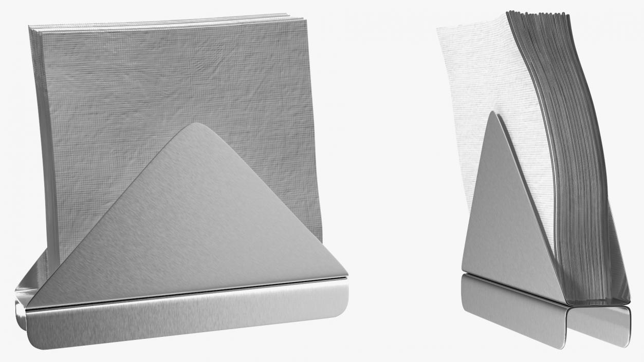 Angled Napkin Holder Brushed Stainless Steel 3D model