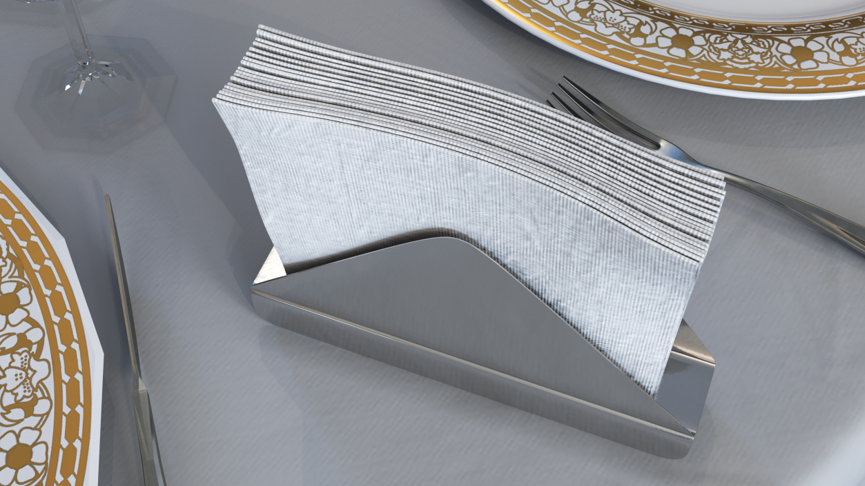 Angled Napkin Holder Brushed Stainless Steel 3D model