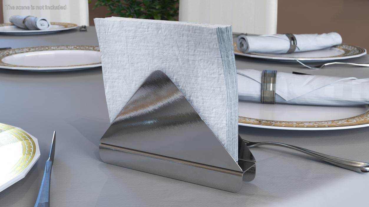 Angled Napkin Holder Brushed Stainless Steel 3D model