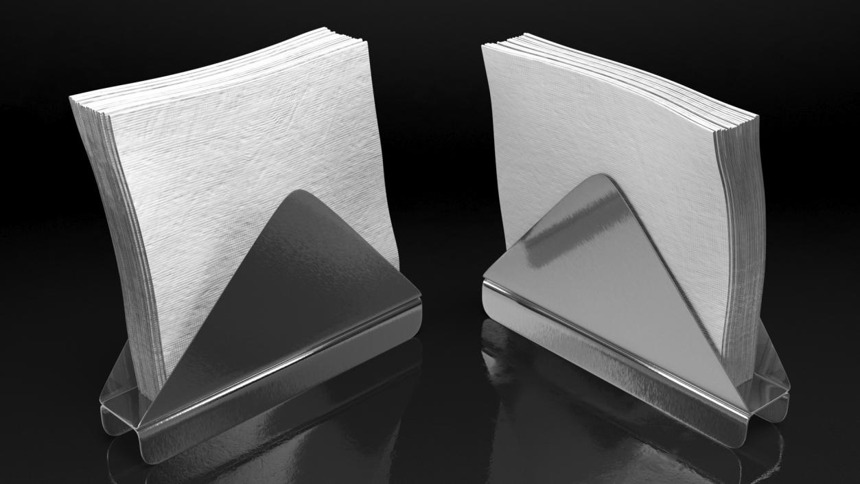 Angled Napkin Holder Brushed Stainless Steel 3D model